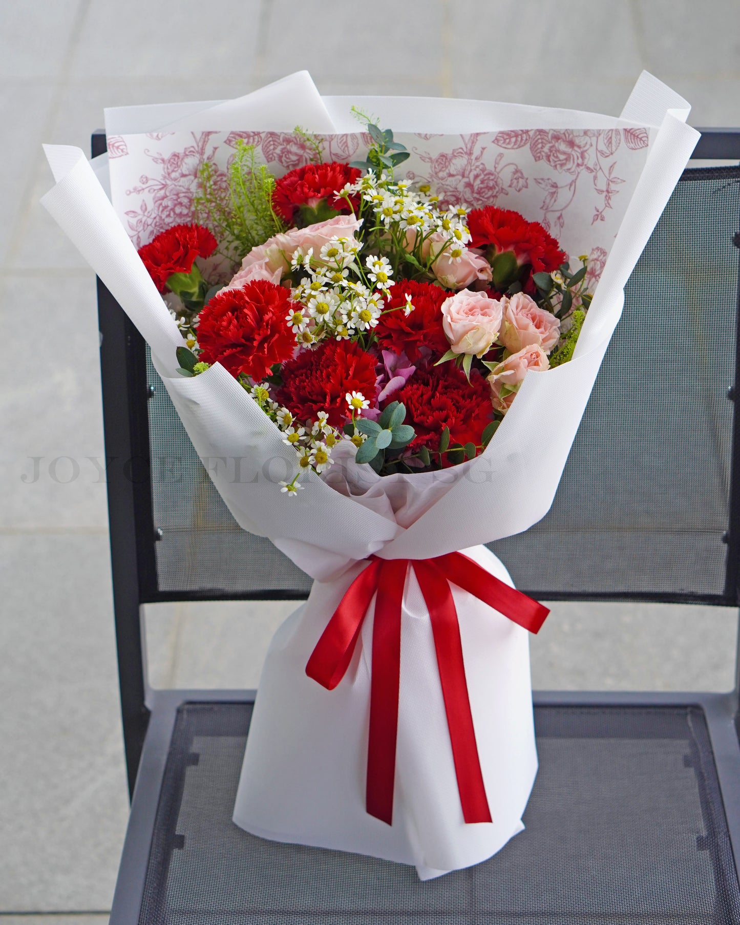 Mother's Day Flower Bouquet - Red Carnation & Pink Rose Spray