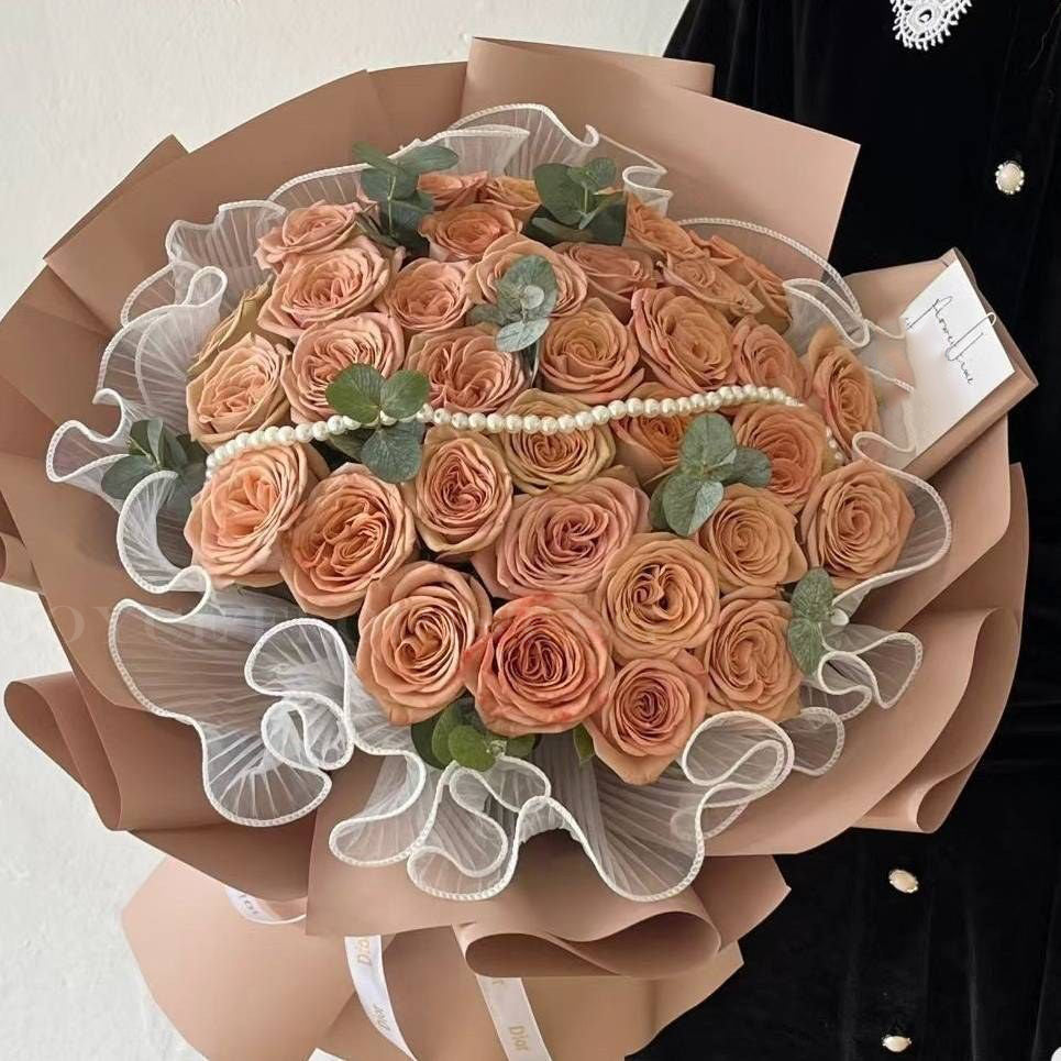 Rose Fresh Flower Bouquet - 33 Cappuccino Rose