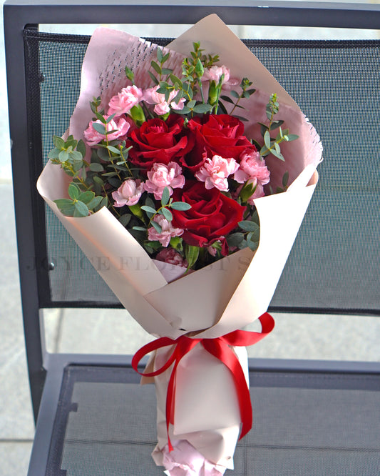Mother's Day Flower Bouquet - Red Rose & Pink Carnation Spray