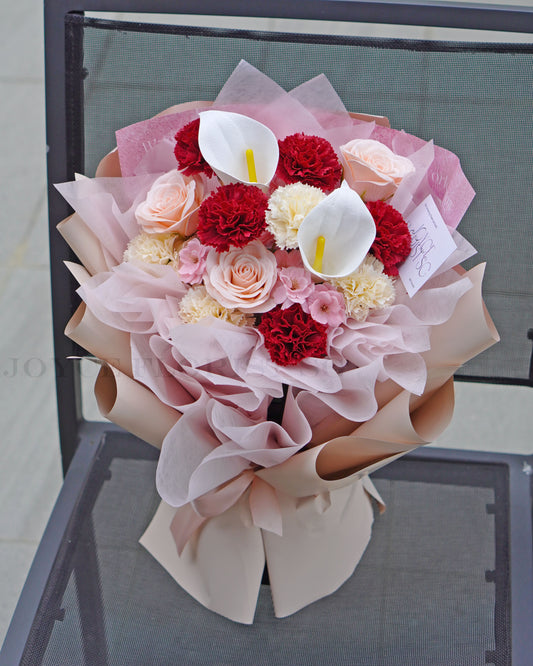 Mother's Day Flower Bouquet - Soap Flower In Red