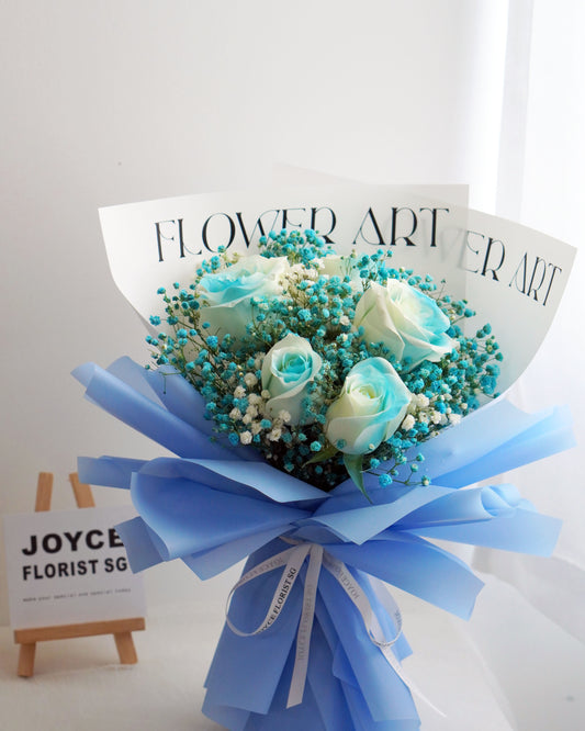 Rose Flower Bouquet - Lovely Blue Roses