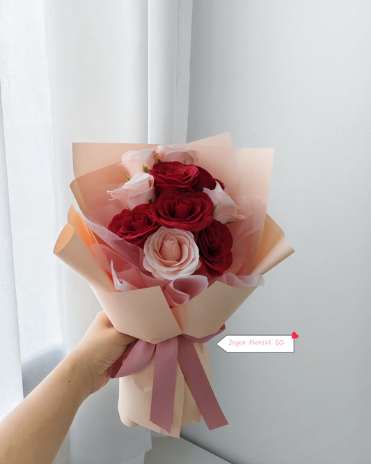Soap Flower Bouquet - Pink & Red Roses
