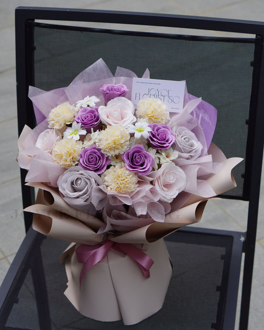 Mother's Day Flower Bouquet - Soap Flowers In Purple