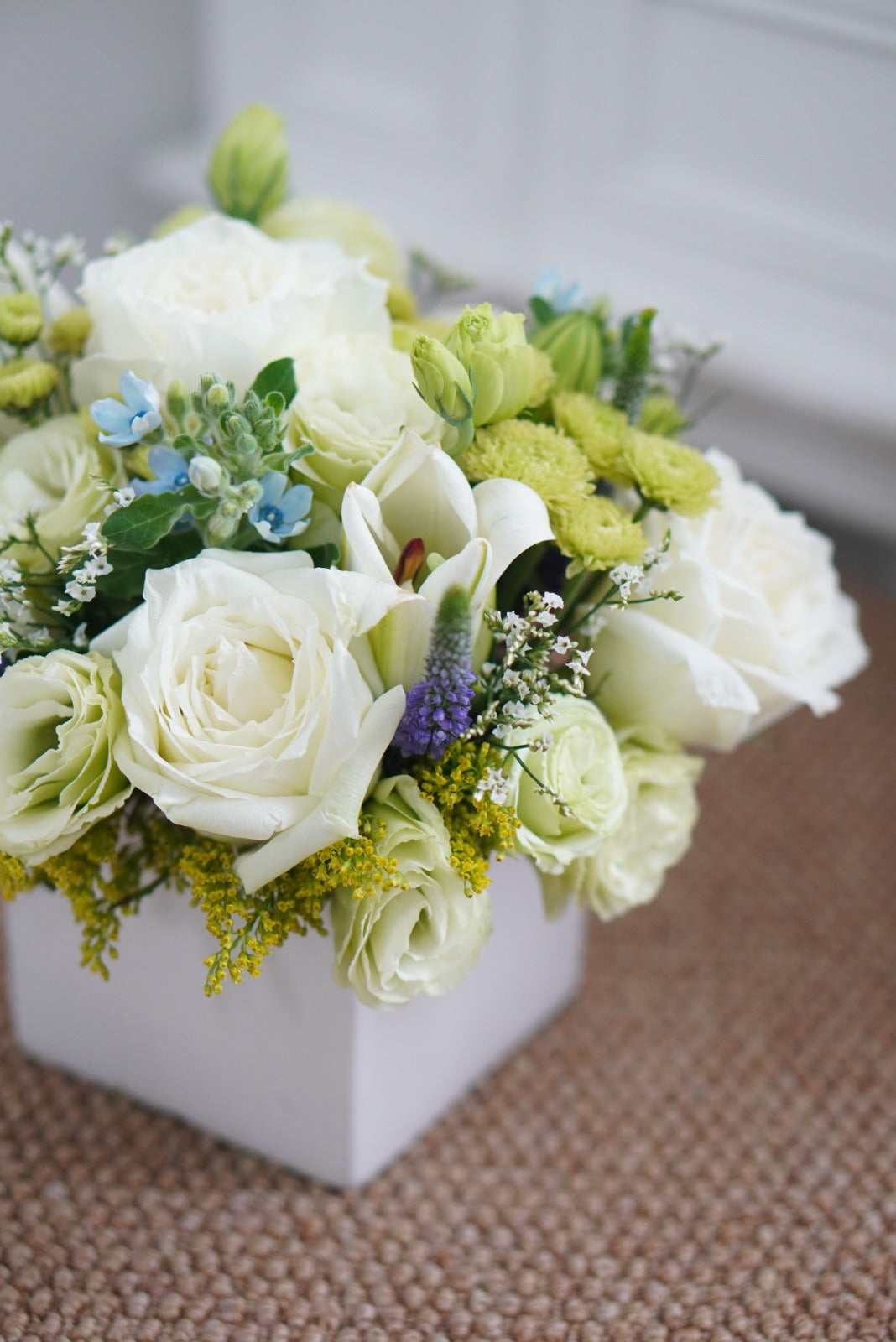 Elegant White & Green Blossoms Vase Arrangement