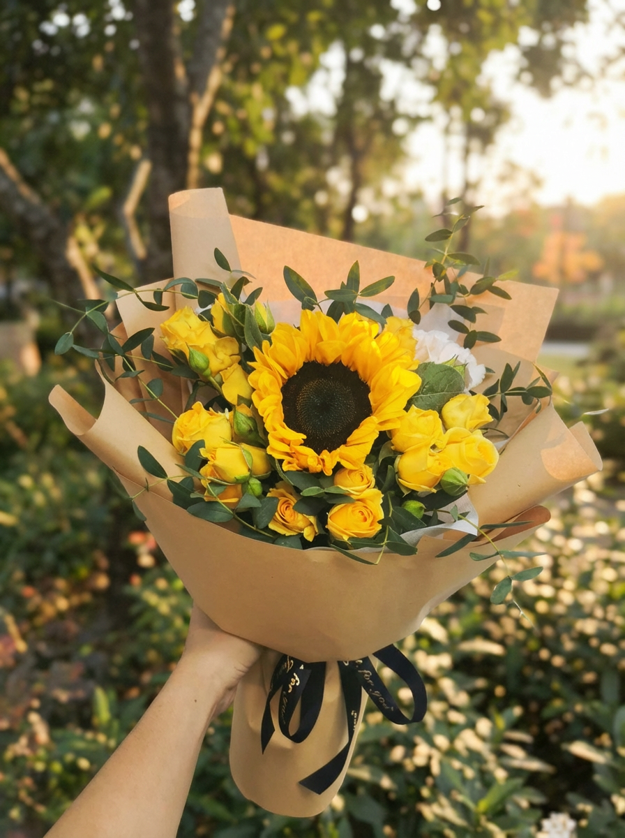 Fresh Sunflower Flower Bouquet - The Joyful Duo