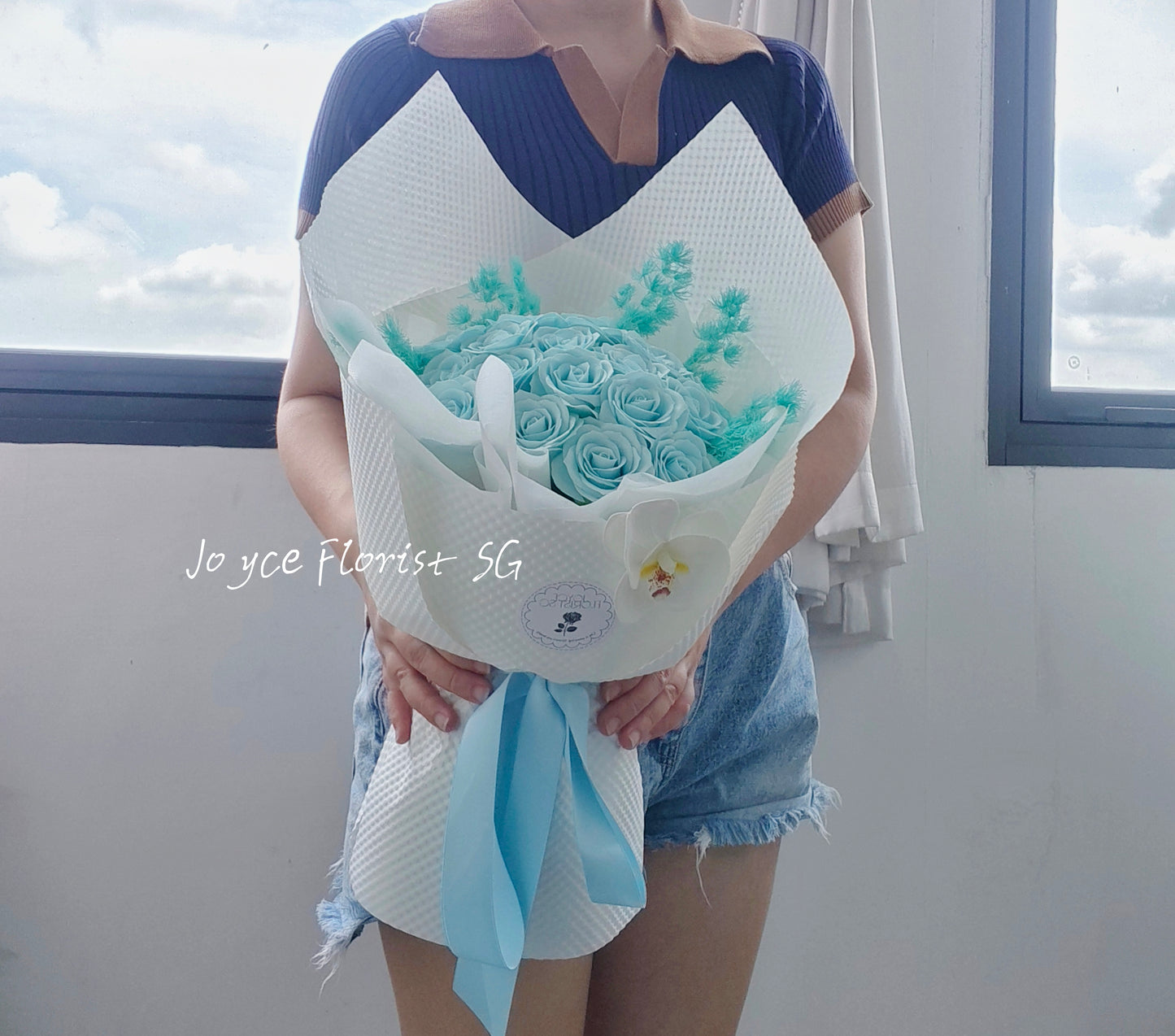 Valentine's Day Soap Flower Bouquet - Baby Blue