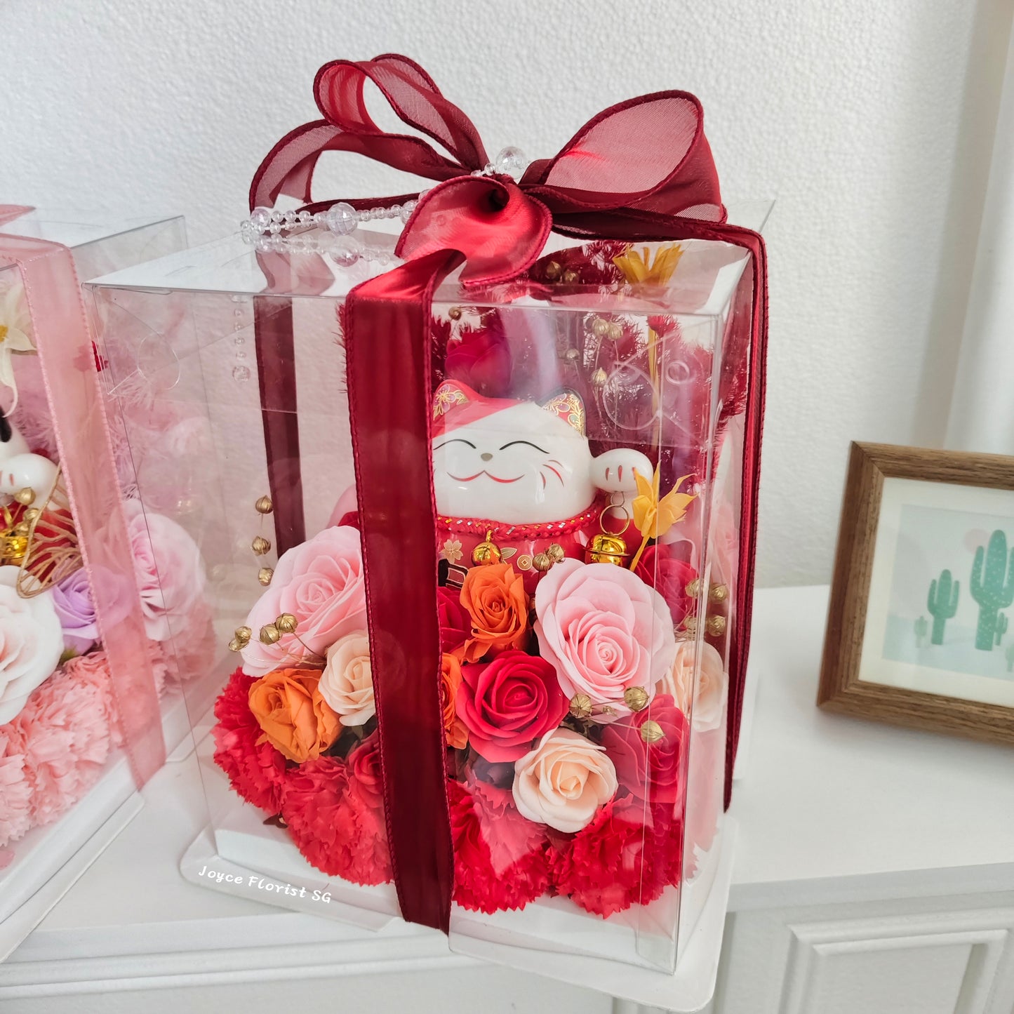 Lucky Cat Opening Flower Box - 招财猫(Right Red)