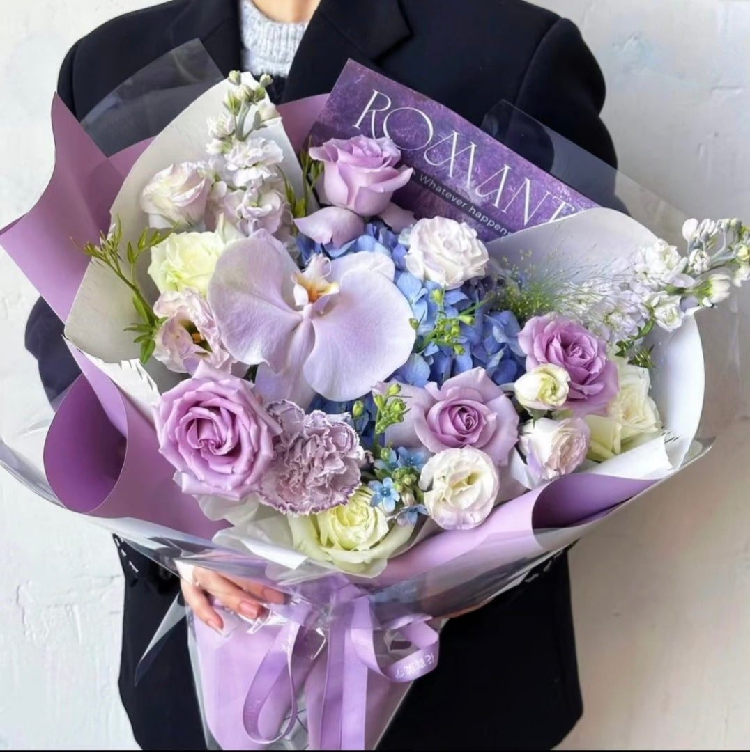 Korean Style Fresh Flower Bouquet - Purple True Delight