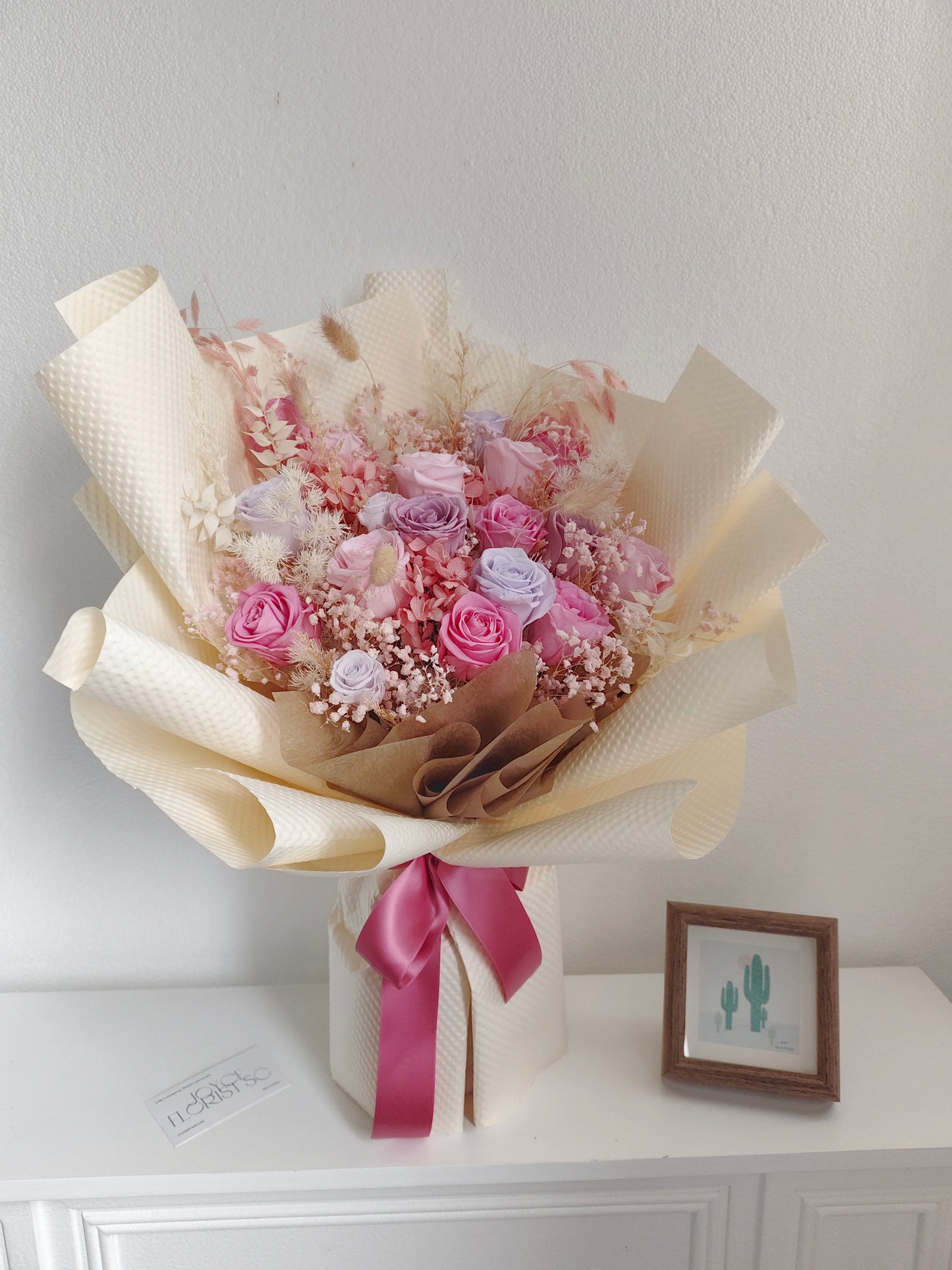 Preserved Mixed Blush Pink Rose