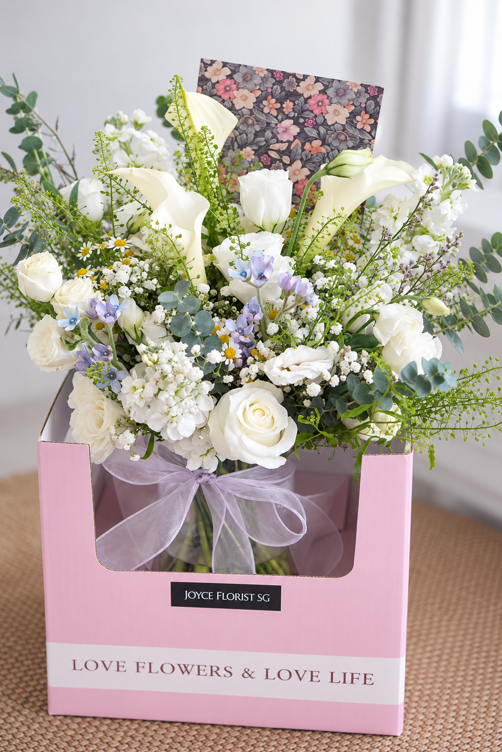White Calla Lily Blossoms Vase - Calla Lily & Rose