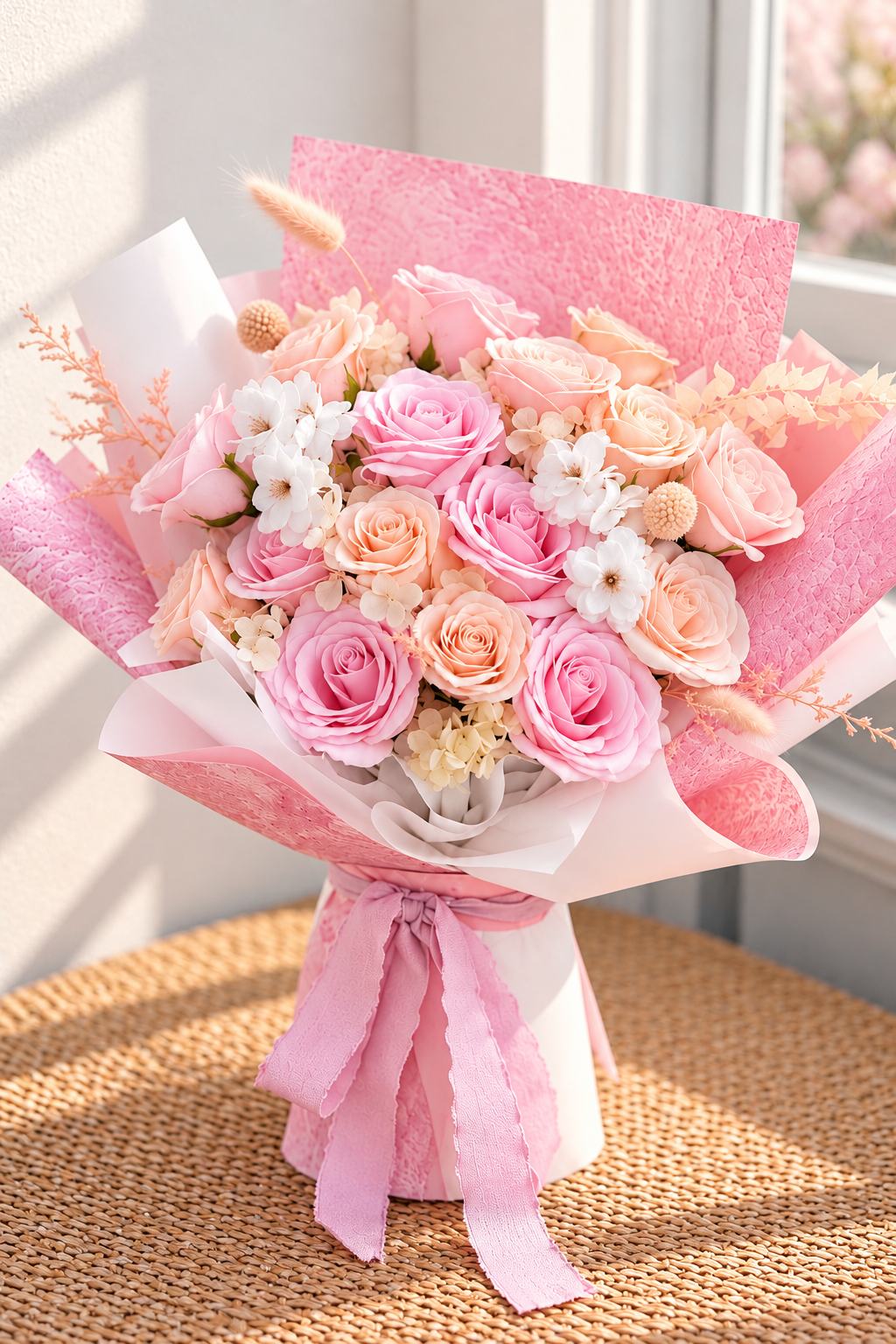 Timeless Soap Flower Bouquet - Pink & Champagne Rose