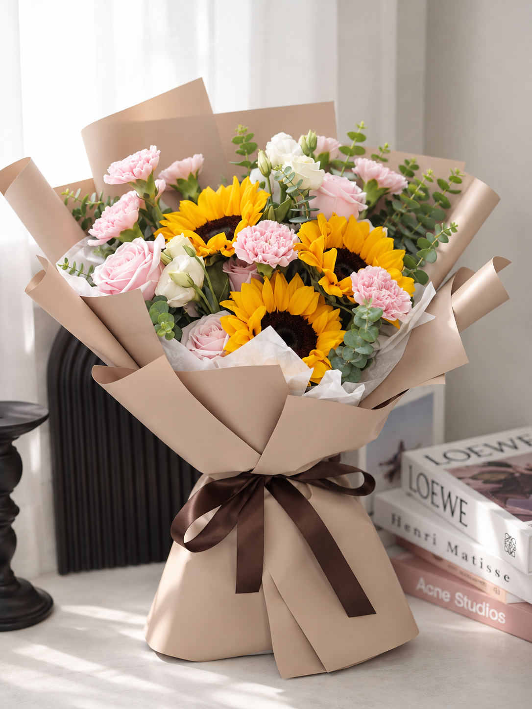 Sunflower Mixed With Rose Bouquet - Softly Yours