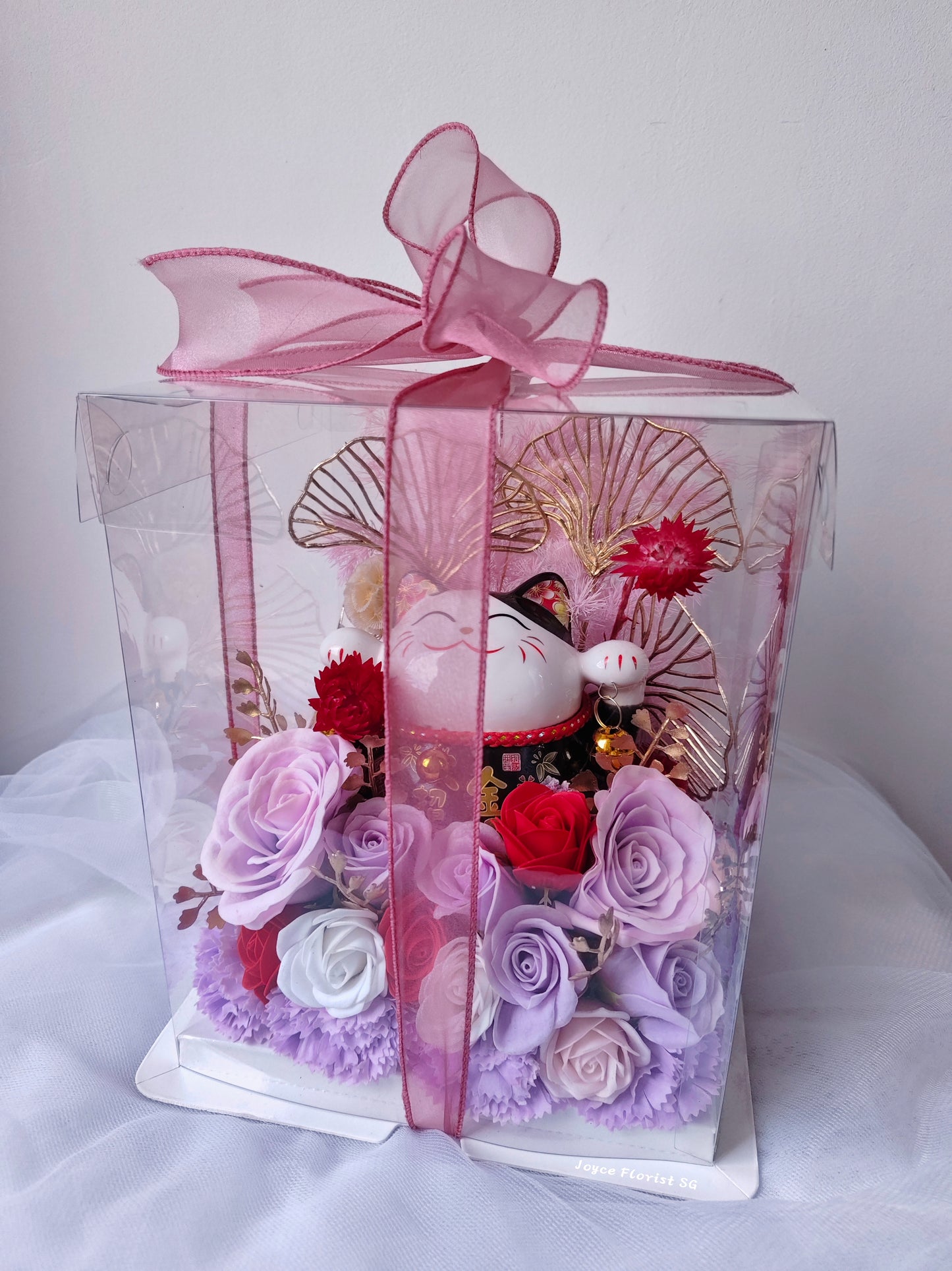 Lucky Cat Opening Flower Box - 招财猫 (Purple)