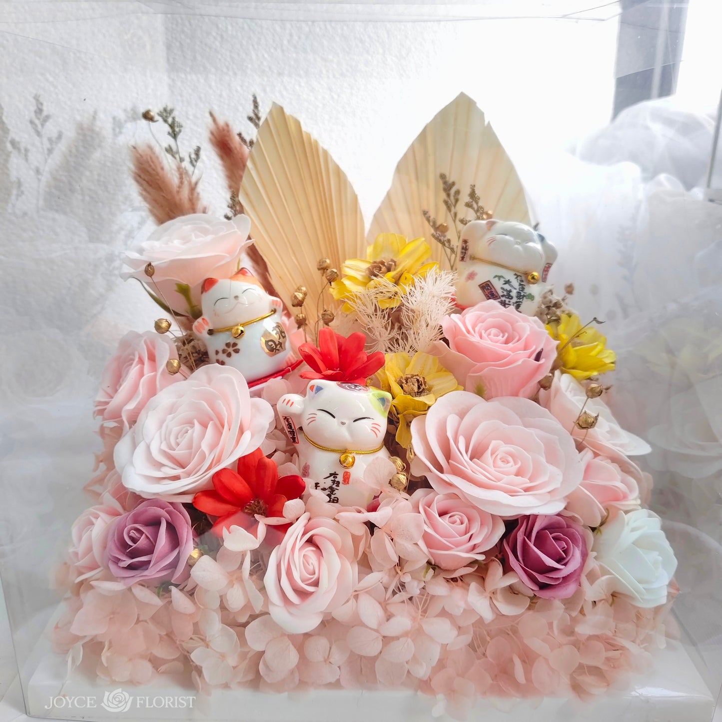 Lucky Cat Opening Flower Box - 迷你招财猫