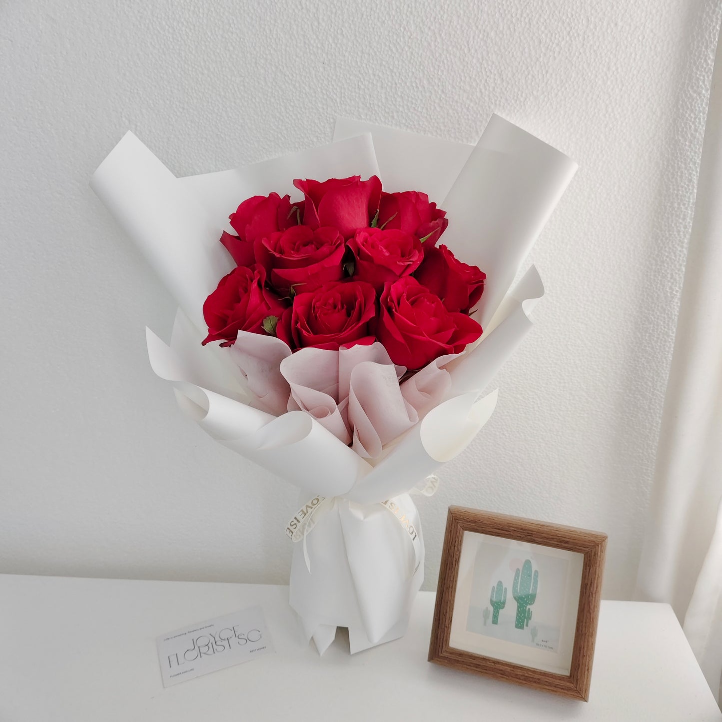 Valentine's Day Rose Flower Bouquet - 9 Red Roses