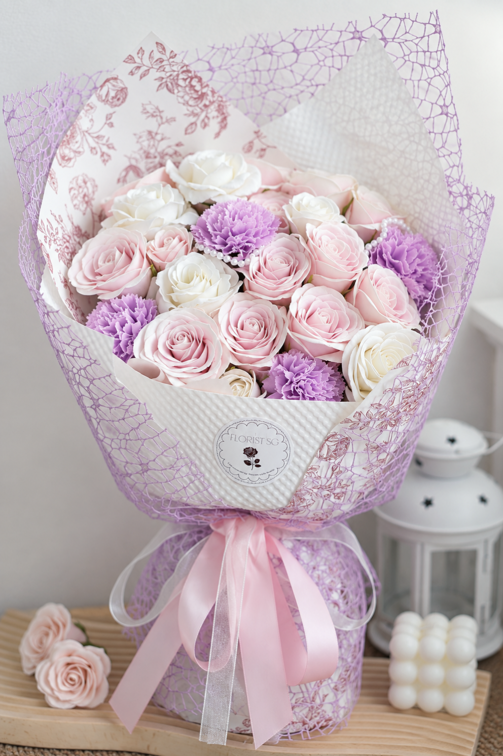 Timeless Soap Flower Bouquet - Pink & Lavender Rose