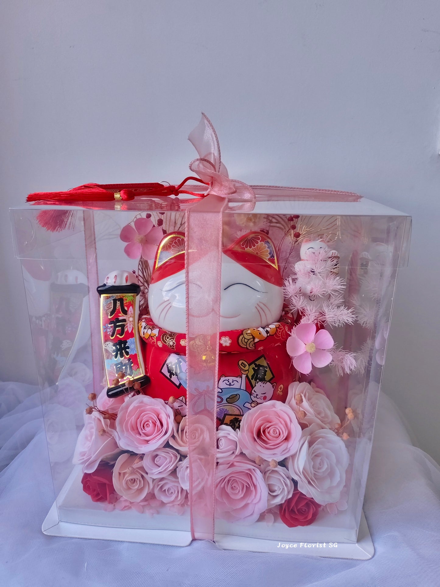 Lucky Cat Opening Flower Box - 招财猫 ( pink)