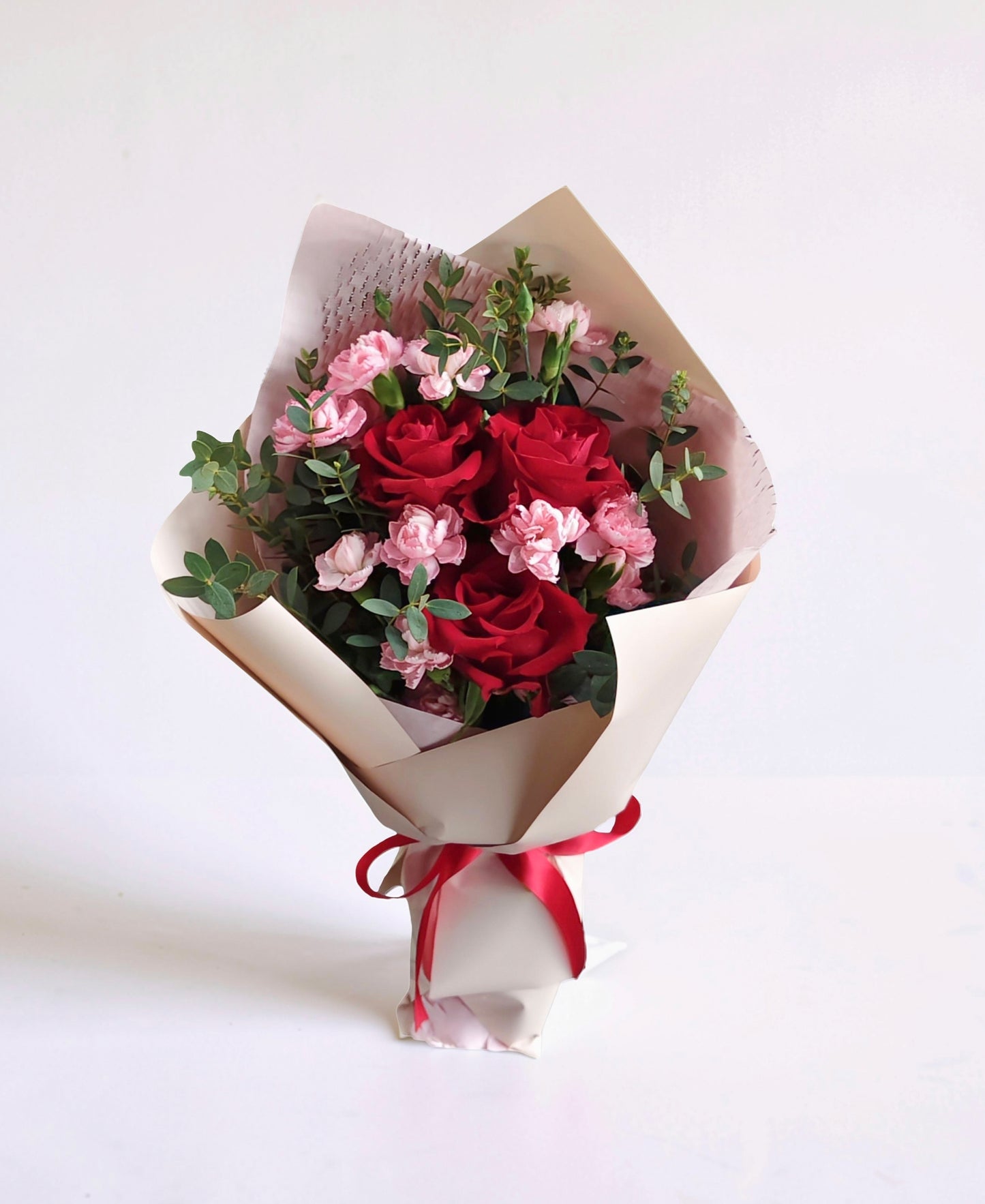 Red Rose with Carnation Fresh Flower Bouquet