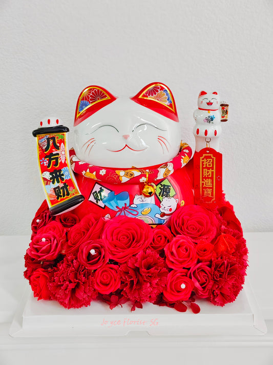 Grand Opening Flower Box - 10' Fortune Cat In Box ( 招财猫)