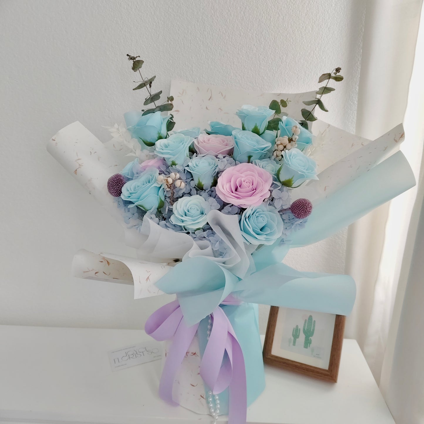 Valentine's Day Soap Flower Bouquet - Blue Roses