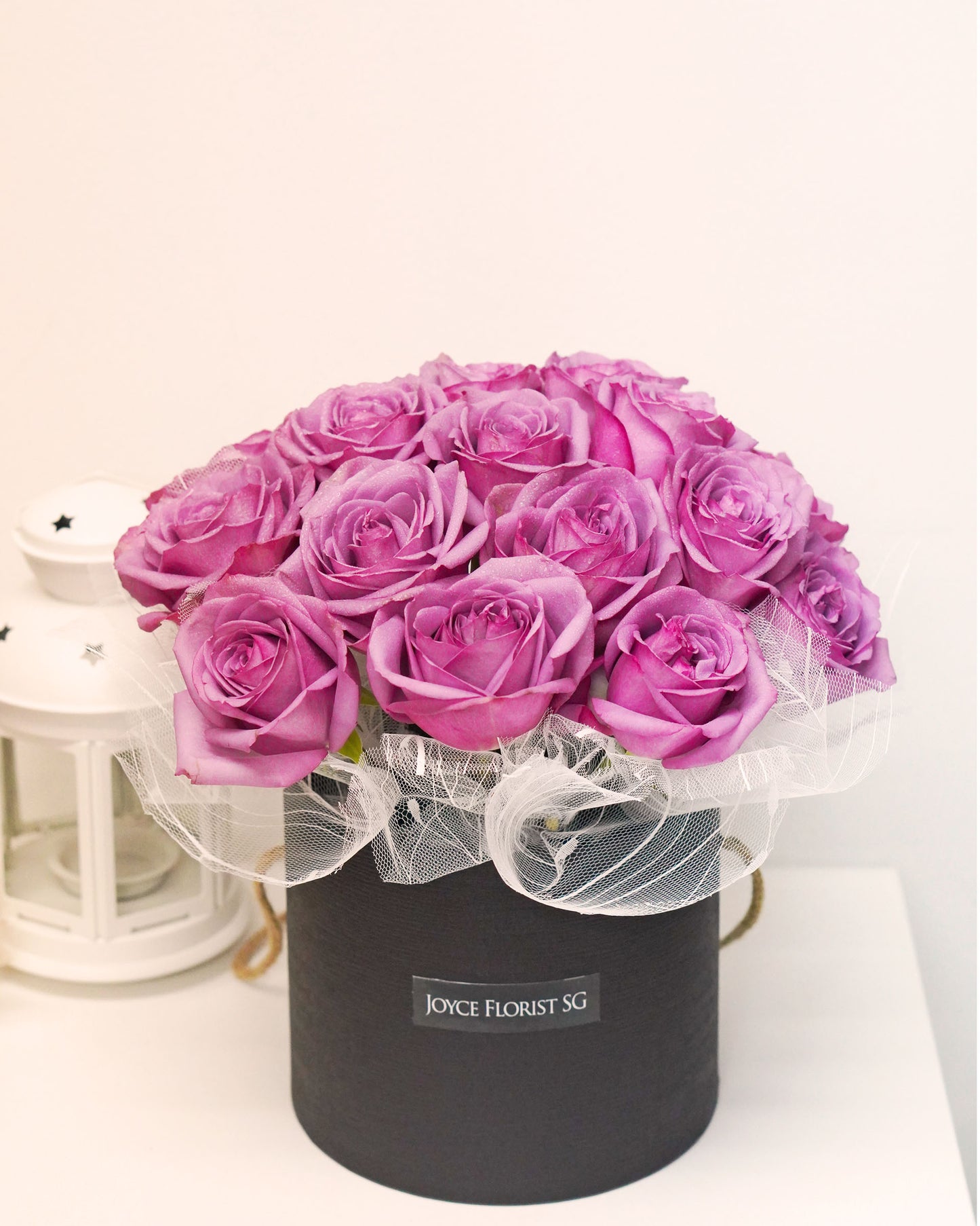 Flower Bloom Box - Purple Roses With Fairy light