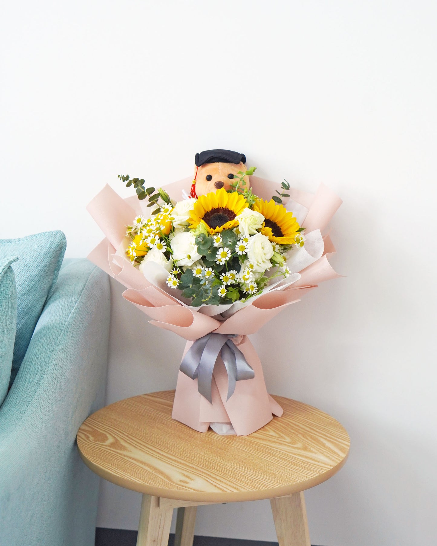 Sunflower Graduation Bouquet With Bear - Bright Future