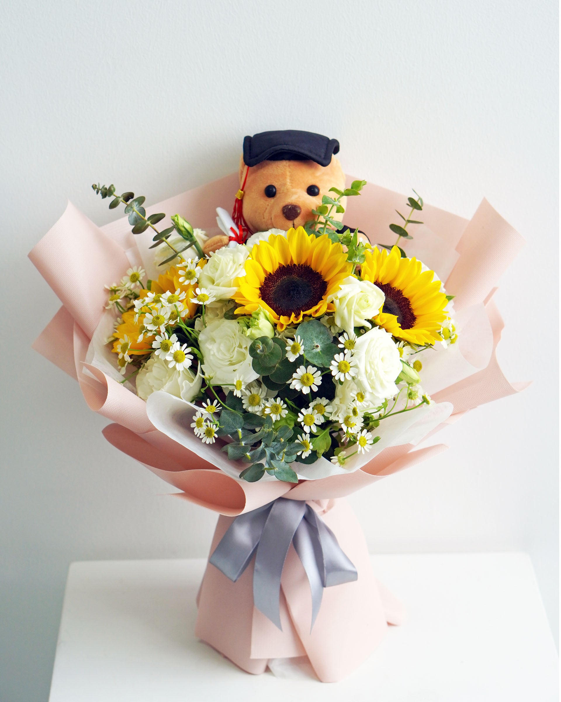 Sunflower Graduation Bouquet With Bear - Bright Future