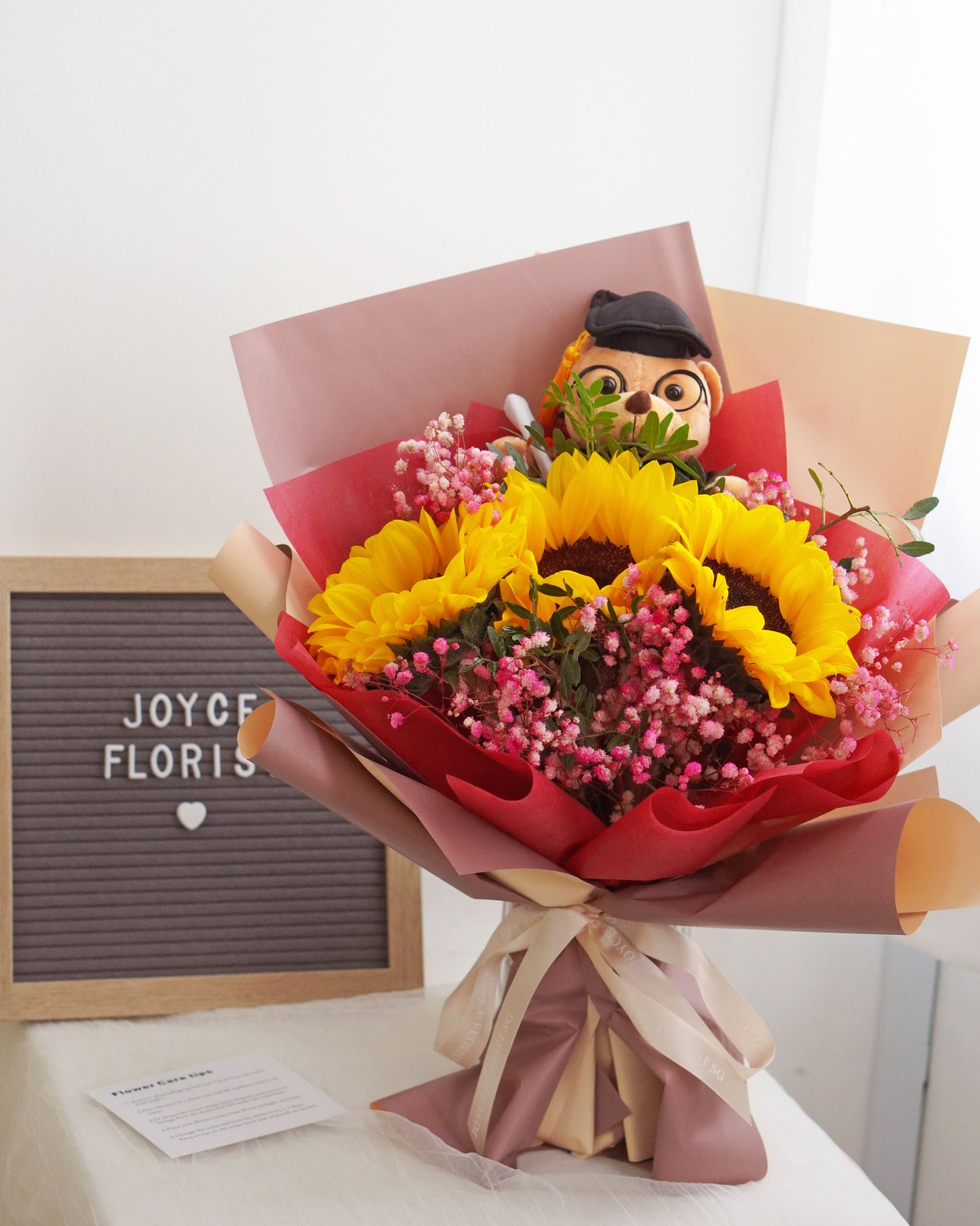 Sunflower Graduation Bouquet With Bear - Celebration Time