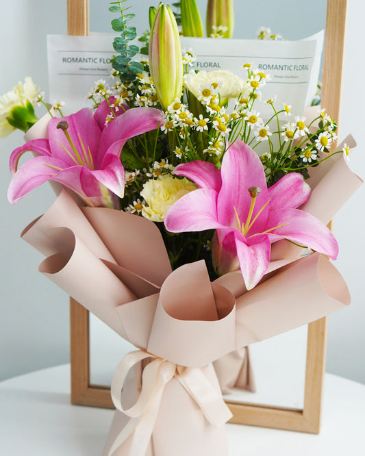 Lily Flower Bouquet - Pink Lilies