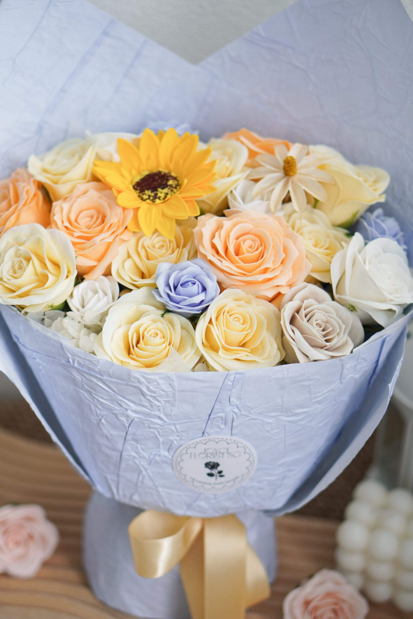 Timeless Soap Flower Bouquet - Champagne Rose