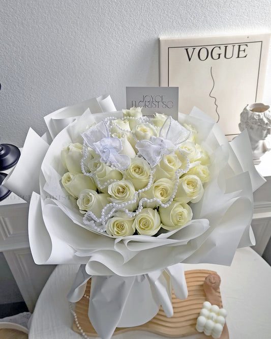Rose Flower Bouquet - 24 White Rose