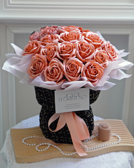 Soap Flower Bouquet - Cappuccino Rose