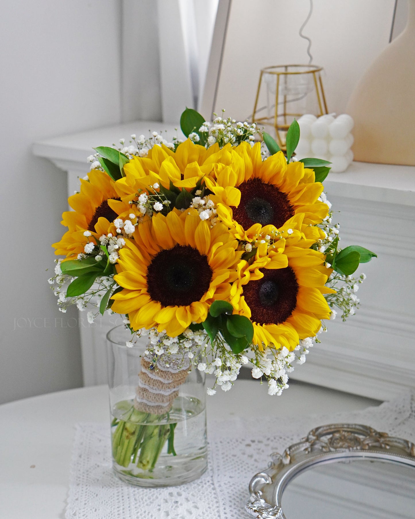 Fresh Sunflower Bridal Bouquet - Hand-Tied Wedding Flowers