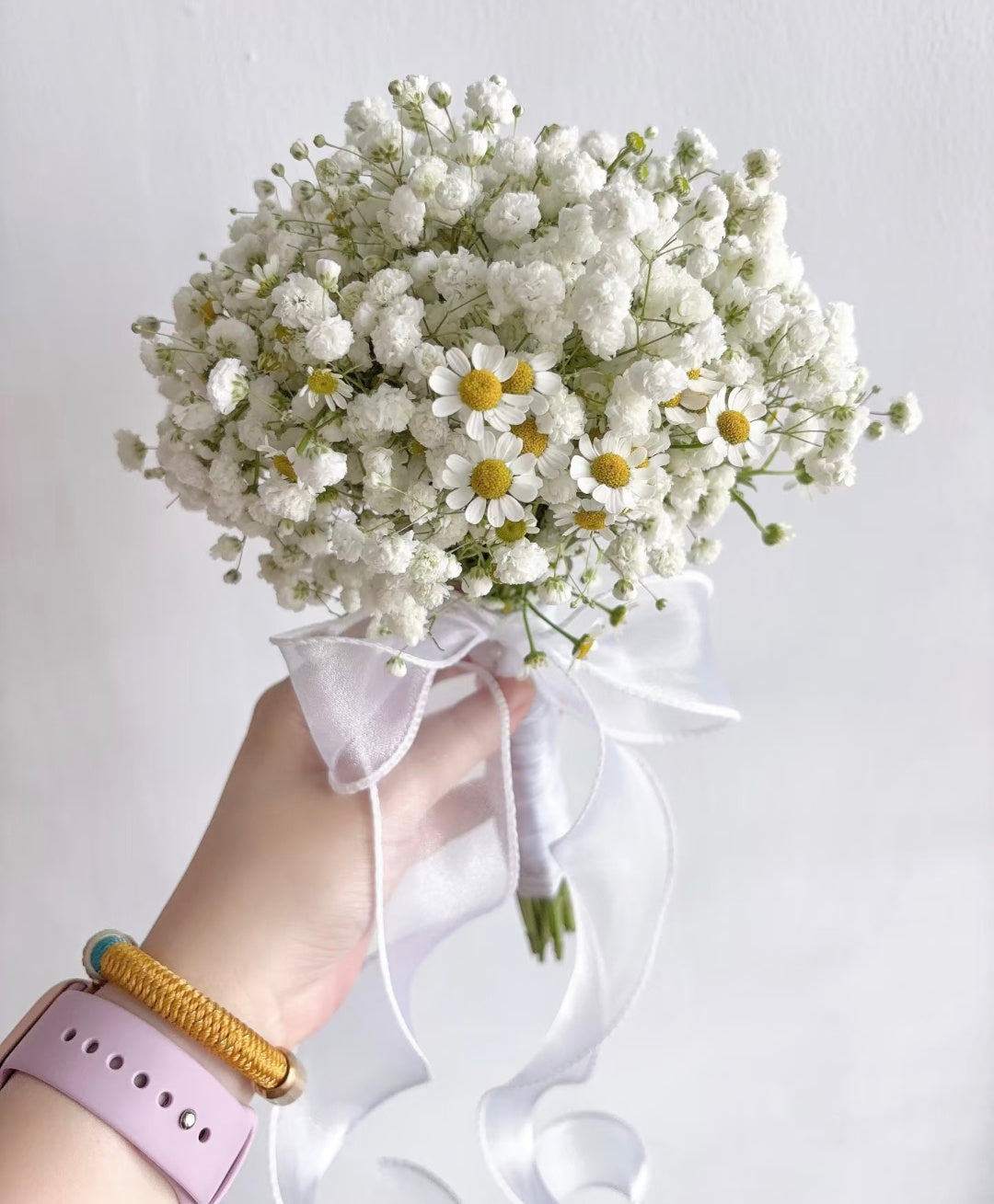 Fresh White Baby's Breath Bridal Bouquet - Hand-Tied Wedding Flowers