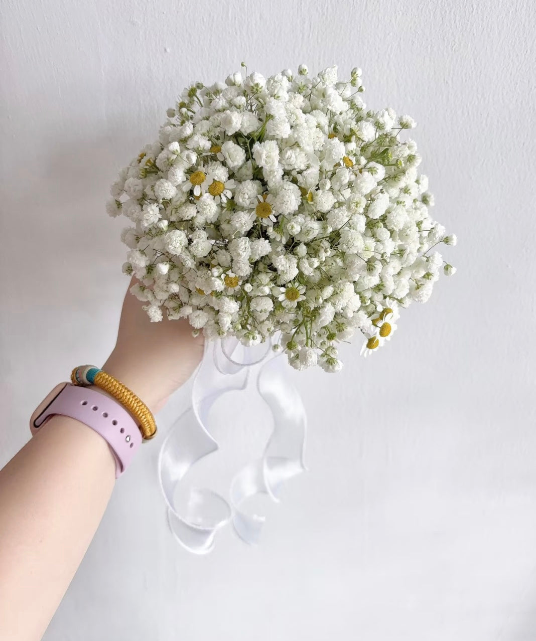 Fresh White Baby's Breath Bridal Bouquet - Hand-Tied Wedding Flowers