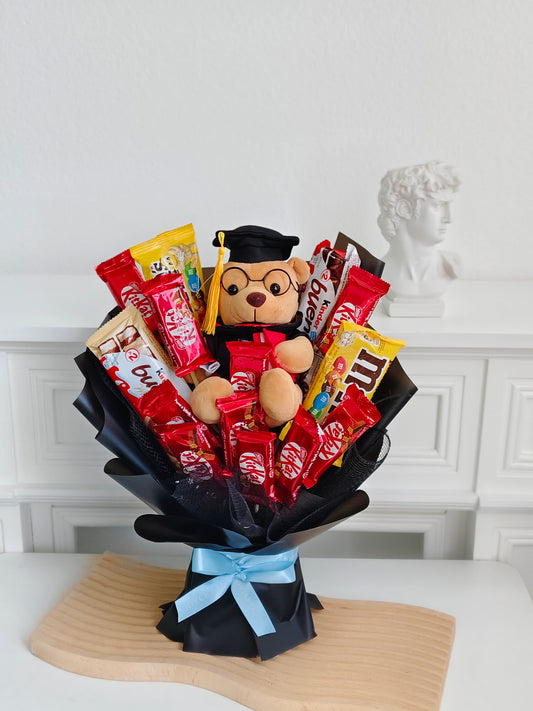 Graduation Snack Bouquet with Bear - Assorted Treats
