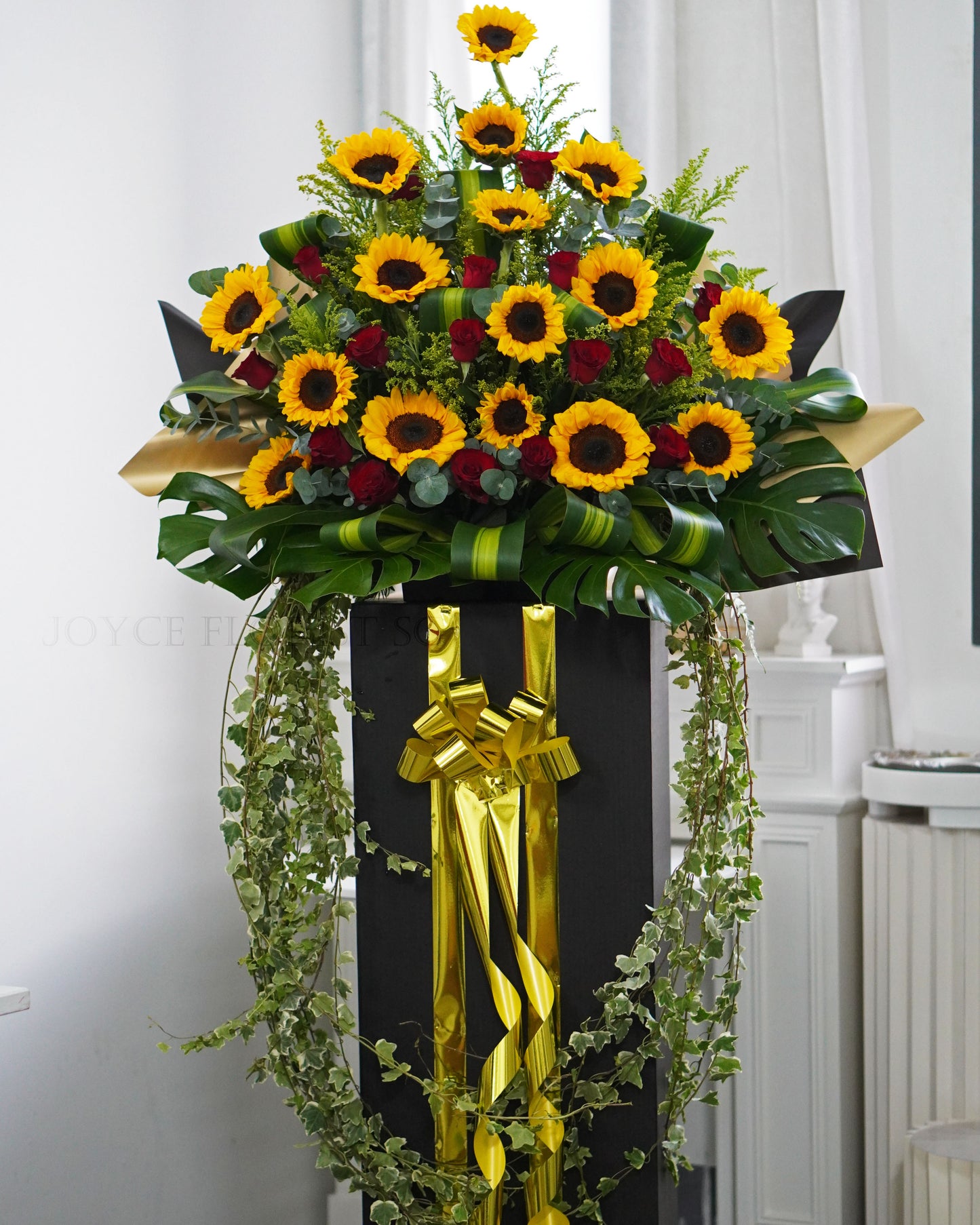Grand Opening Flower Stand | Gold & Yellow Opening Ceremony Flowers | Prestige