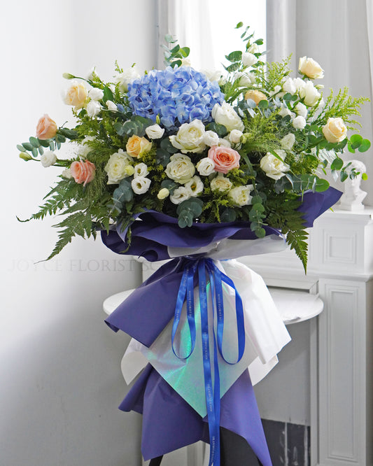 Grand Opening Flower Stand | Pastel Blue Tripod Opening Ceremony Flowers | Brilliance