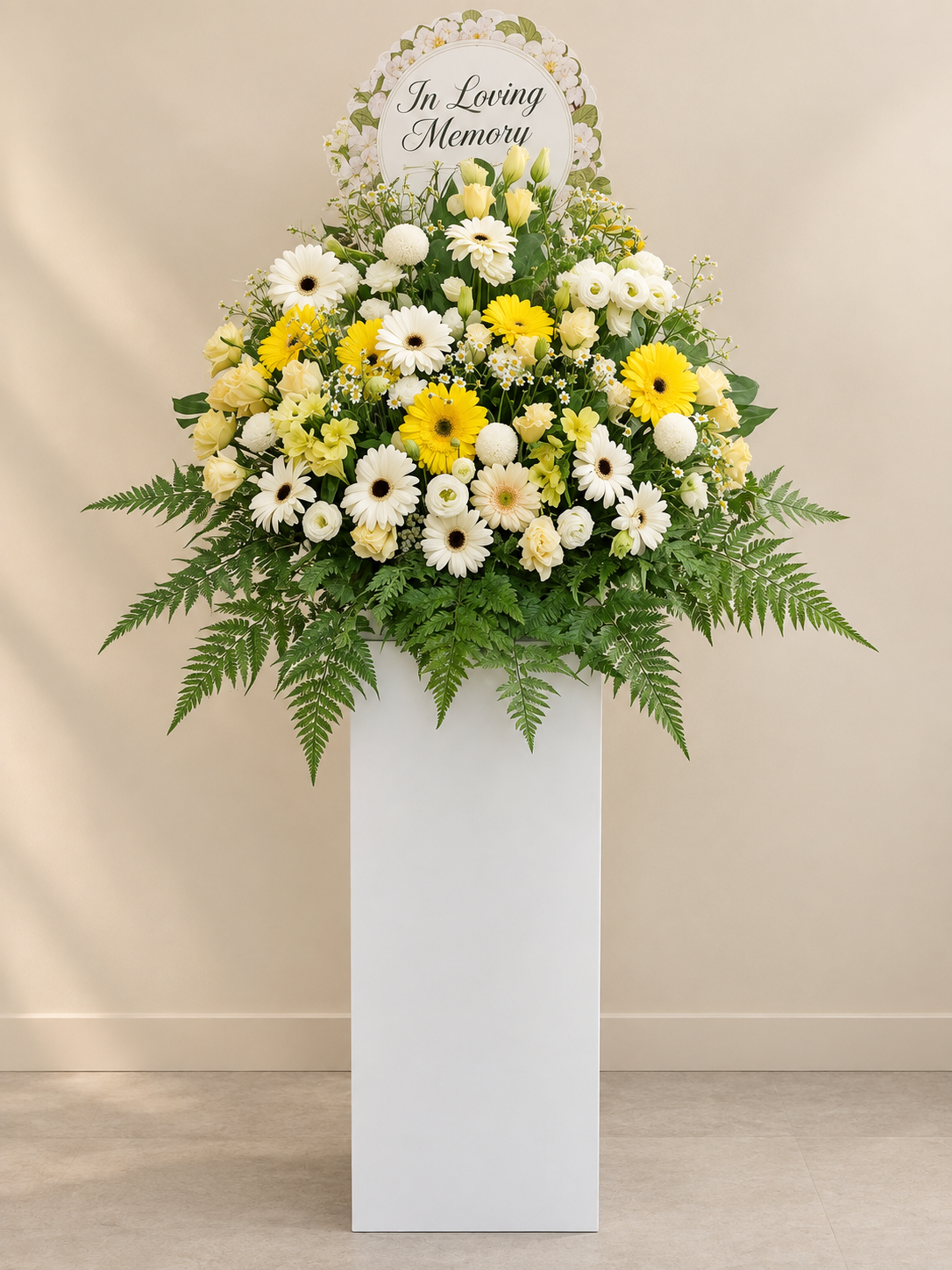 Condolence Flower Stand | Sympathy & Funeral Flowers| Yellow Rose & Gerbera