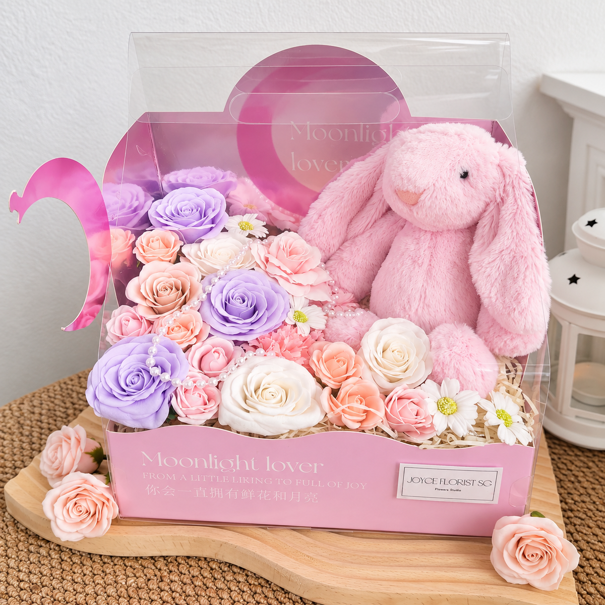 Moonlight Bunny - Soap Flower Gift Box with Plush Bunny