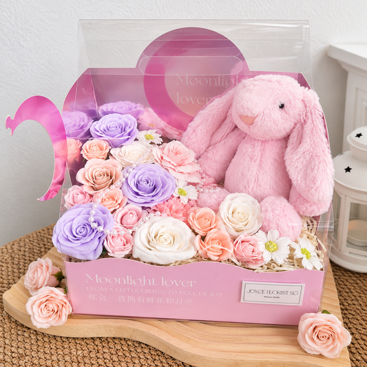 Moonlight Bunny - Soap Flower Gift Box with Plush Bunny