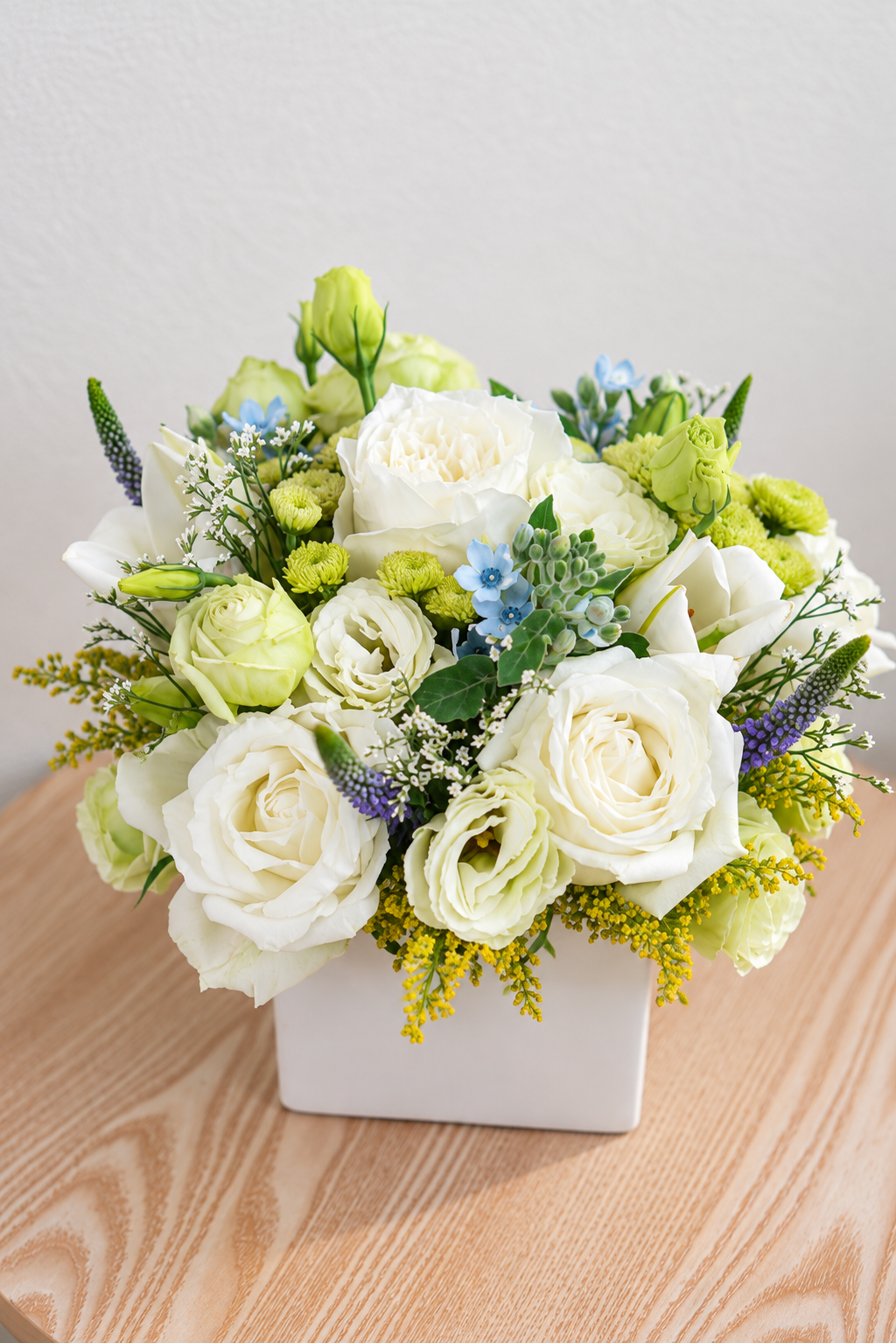 Elegant White & Green Blossoms Vase Arrangement