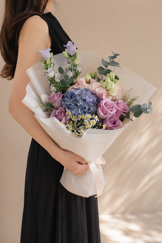Violet Hydrangea & Rose Bouquet