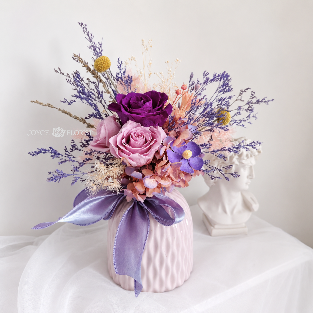 Violet Bloom Preserved Rose Arrangement