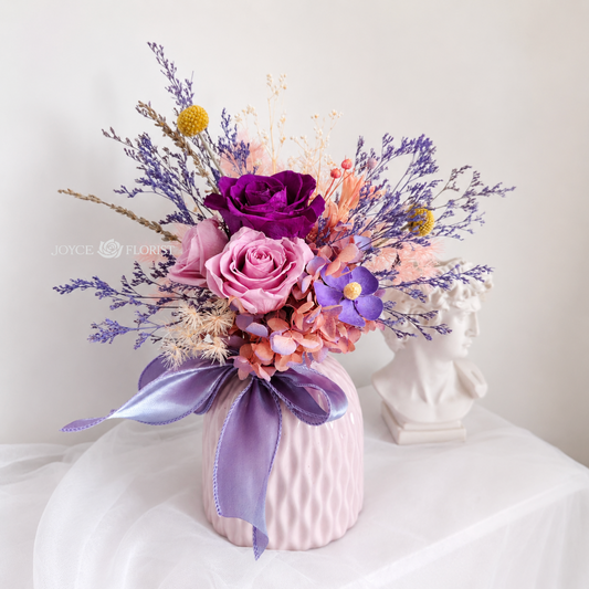 Violet Bloom Preserved Rose Arrangement