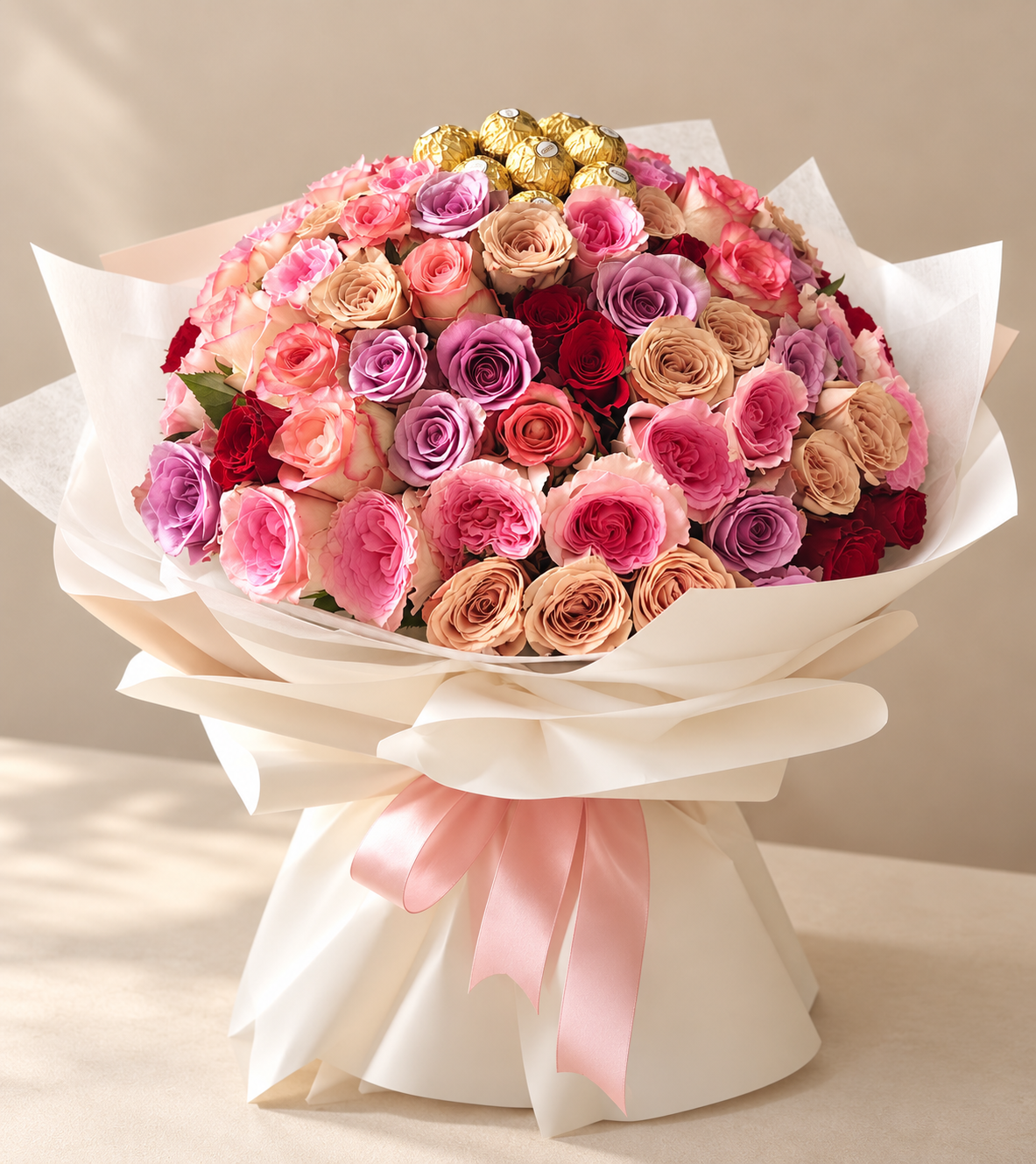 Luxury Blush 99 Rose & Chocolate Bouquet