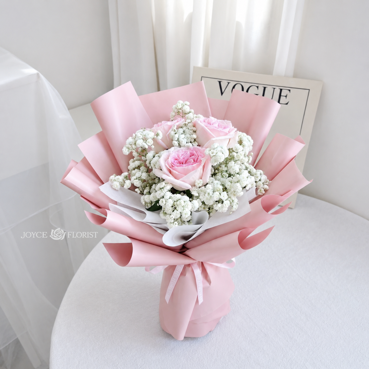 3 Pink Rose Flower Bouquet
