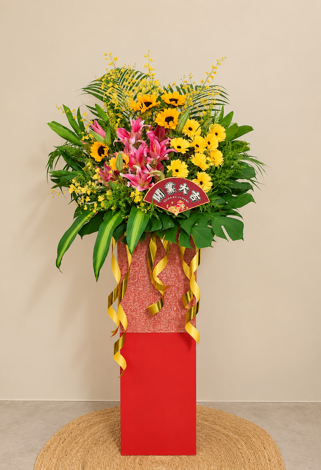 Grand Opening Flower Stand | Opening Ceremony Flowers | Pink Lily & Sunflower