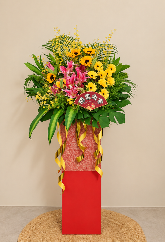 Grand Opening Flower Stand | Opening Ceremony Flowers | Pink Lily & Sunflower