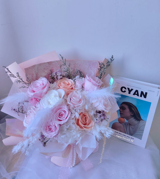 Preserved Blush Pink Rose Bouquet - Pink Rose